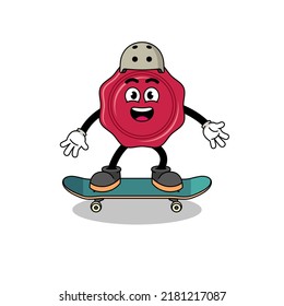 sealing wax mascot playing a skateboard , character design