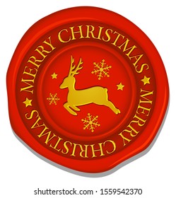 Sealing wax (reindeer  mark) vector illustration / gold