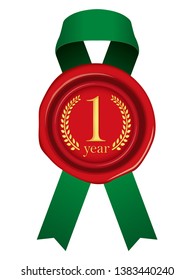 Sealing wax & ribbon illustration / year anniversary (1 year) 