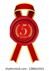 Sealing wax & ribbon illustration / year anniversary (5 years) 