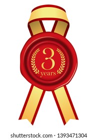 Sealing wax & ribbon illustration / year anniversary (3 years) 