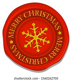 Sealing wax (snowflake mark) vector illustration / gold