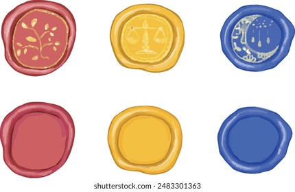 
Sealing wax sealing stamp set (red, yellow, blue)