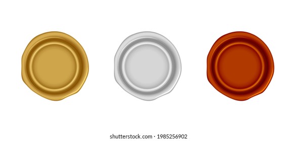Ilustración vectorial de cera de sellado conjunto ( número, clasificación ) de 1ª a 3ª (oro, plata, bronce)
