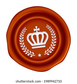 Sealing wax stamp vector illustration ( crown emblem mark )