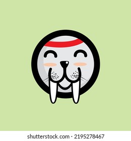 Sealion vector ilustration happy face expression of cute animal  good 