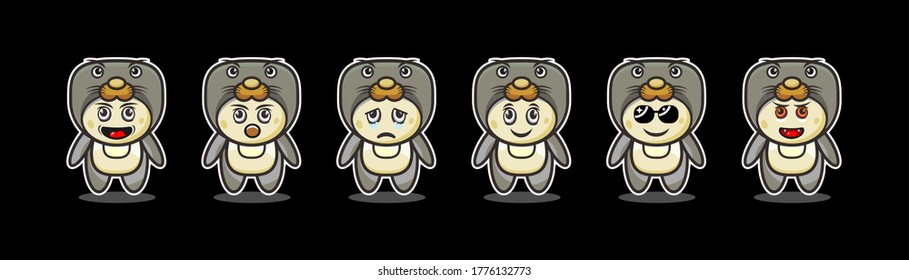 seals expression cute character, vector illustration