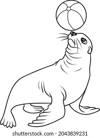 seals line vector illustration isolated on white background