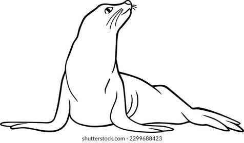 seals line vector illustration isolated on white background