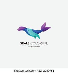 seals logo design gradient colorful vector