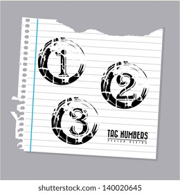 seals of numbers over notebook paper background vector illustration