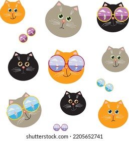 Seals pattern seamless. Vector illustration with animals. Pattern with funny pets.
