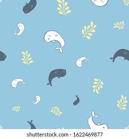 seals seamless repeat pattern. Perfect for textile design and nursery