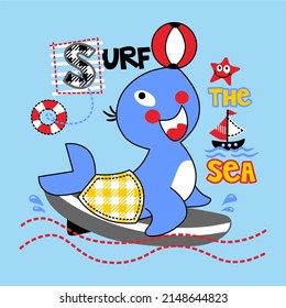 Seals surf cartoon vector design