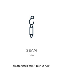 Seam icon. Thin linear seam outline icon isolated on white background from sew collection. Line vector sign, symbol for web and mobile