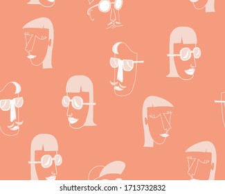 Seam less vector set of different male and female icons in trendy flat style.