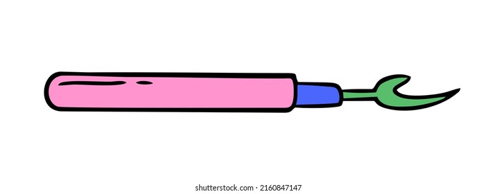 Seam ripper doodle Hand made needlework Vector illustration on white 