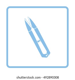 Seam ripper icon. Blue frame design. Vector illustration.