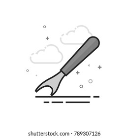 Seam ripper icon in flat outlined grayscale style. Vector illustration.