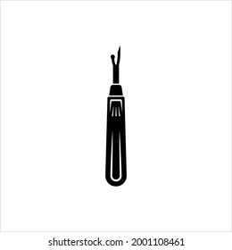 Seam Ripper Icon, Sewing Tool Used For Cutting And Removing Stitches Vector Art Illustration