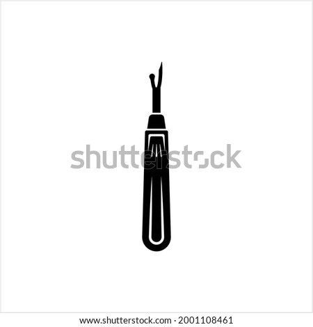 Seam Ripper Icon, Sewing Tool Used For Cutting And Removing Stitches Vector Art Illustration