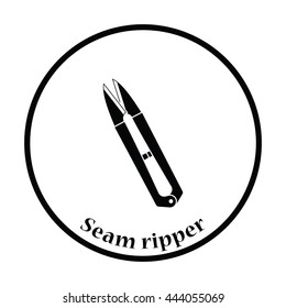 Seam ripper icon. Thin circle design. Vector illustration.