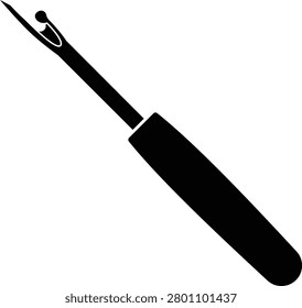 Seam Ripper Silhouette Isolated on White Background