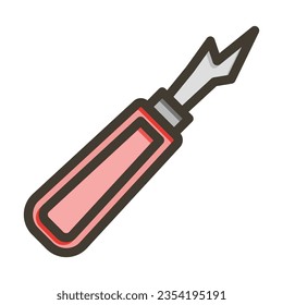 Seam Ripper Vector Thick Line Filled Colors Icon For Personal And Commercial Use.
