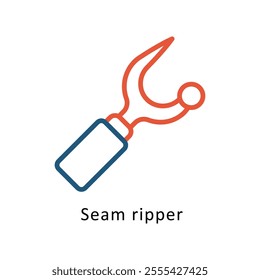 Seam ripper Vector Two Colors Outline Icon. Eps file 10