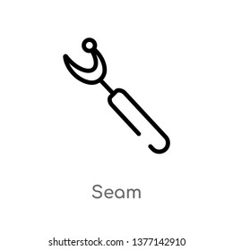 seam vector line icon. Simple element illustration. seam outline icon from sew concept. Can be used for web and mobile