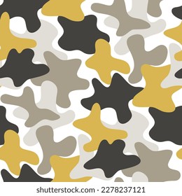 Seamess camouflage vector pattern with abstract wavy shapes