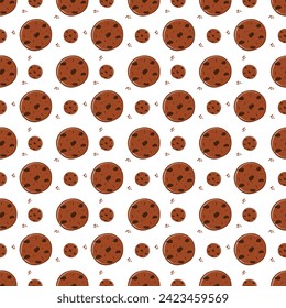 Seamess pattern of sweet chocolate biscuits cookies tasty brownie food 