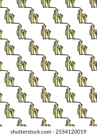 Seamlass pattern with cartoon cactus