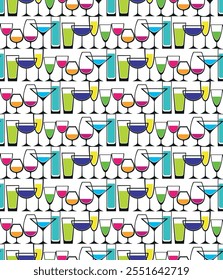 Seamlass pattern with drink glasses