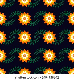 


seamleas pattern with floral designs. dark blue background