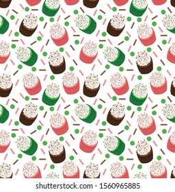 seamleass pattern : cup cake Seamless Pattern ,for print on fabric,textile,book cover ,packaging , wedding invitation