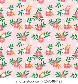 seamleass pattern : Small Vintage Floral Seamless Pattern In Vector ,for print on fabric , textile,book cover , packaging , wedding invitation