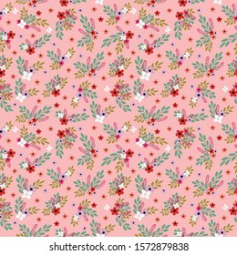 seamleass pattern : Small Vintage Floral Seamless Pattern Design  ,for print on fabric textile , book cover , packaging , wedding invitation