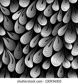 Seamlees hand drawn monochrome pattern with gradient water drops