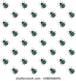 seamlees pattern with beetle motifs on white background. creative concept design for print, fabric. eps 10