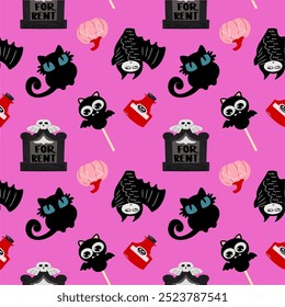 seamlees pattern of halloween black pink