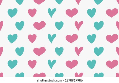 Seamlees pattern with hand drawn hearts. Valentine's Day, Mother's Day and Women's Day. Vector