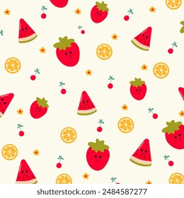 seamleess pattern watermelon and strawberry aesthetic