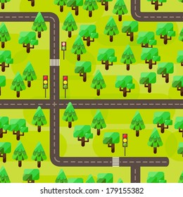 seamles abstract background with a tree in a flat style