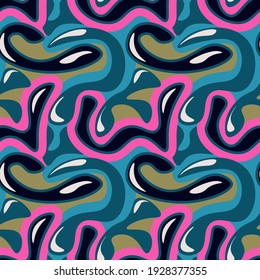 Seamles abstract urban colorful pattern with wave shapes