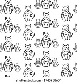 Seamles black cat lines, cute pet, element vector drawing. It looks suitable for decoration, background, wallpaper, pattern, wrapping paper and other pattern needs
