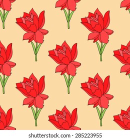 Seamles floral background with flowers. Vector illustration