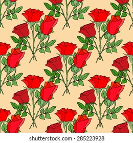 Seamles floral background with roses. Vector illustration