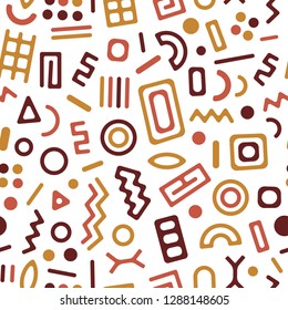 Seamles geometric pattern, ornament of simple native, african shapes. 