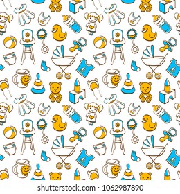 Seamles hand-painted baby pattern